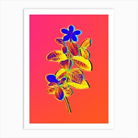 Neon Gardenia Botanical in Hot Pink and Electric Blue n.0554 Art Print