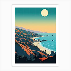 Big Sur California, Usa, Bold Outlines 2 Art Print