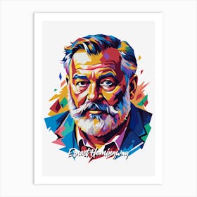 Ernest Hemingway 01 Portrait WPAP Pop Art Art Print