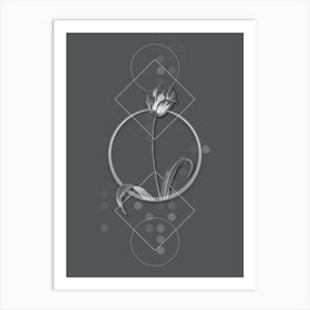 Vintage Didier's Tulip Botanical with Line Motif and Dot Pattern in Ghost Gray n.0265 Art Print