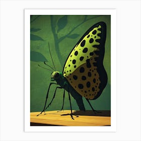 Butterfly On A Table Art Print