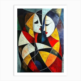 Couple Abstract Triangle Curve Square , Pablo Picasso , Geometric Shapes Art Print