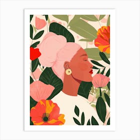 Black Girl With Flowers 4 Art Print