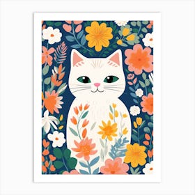 Floral Cat 1 Art Print