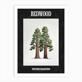 Redwood Tree Pixel Illustration 3 Poster Art Print
