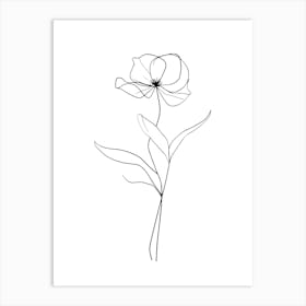 Single Flower Minimalist Line Art Monoline Illustration Art Print