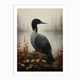 Dark And Moody Botanical Common Loon 2 Art Print