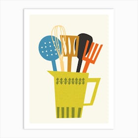 Mid Century Modern Kitchen Utensils Print Art Print