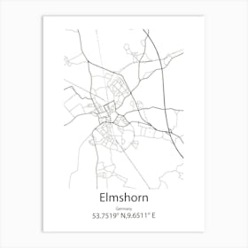 Elmshorn,Germany Minimalist Map Art Print