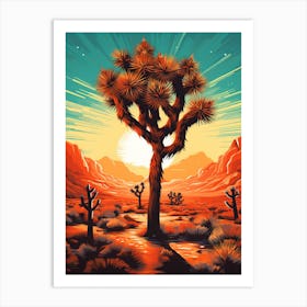 Silver Torch Joshua Tre In Retro Illustration Style (3) Art Print