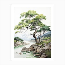 Iriomote Island In Okinawa, Japanese Brush Painting, Ukiyo E, Minimal 3 Art Print