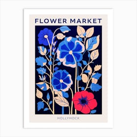 Blue Flower Market Poster Hollyhock 4 Art Print