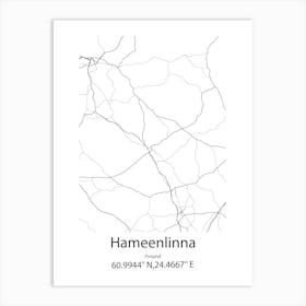 Hameenlinna,Finland Minimalist Map Art Print