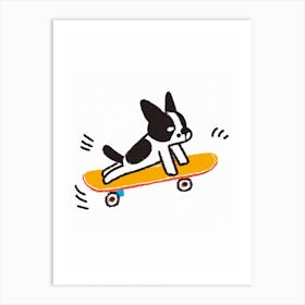 Pug Dog On A Skateboard Art Print
