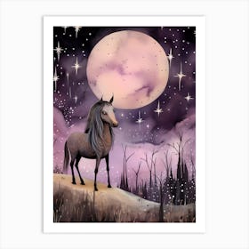 Horse In The Moonlight Art Print