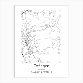 Zofingen,Switzerland Minimalist Map Art Print