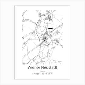 Wiener Neustadt,Austria Minimalist Map Art Print