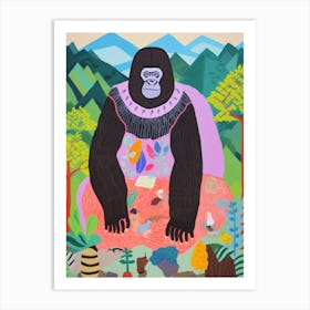 Maximalist Animal Painting Mountain Gorilla 1 Art Print