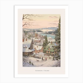 Vintage Winter Poster Rovaniemi Finland 1 Art Print