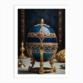 Blue And Gold Easter Egg 1 Art Print