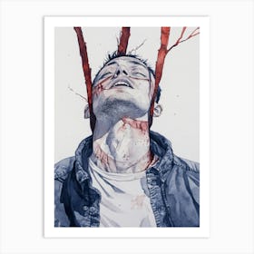 Man With Blood On His Head Art Print