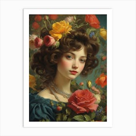 Girl With Flowers 18 Art Print