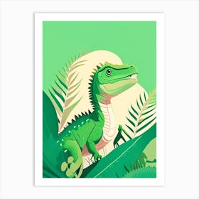 Utahraptor Cute Mint Dinosaur Art Print