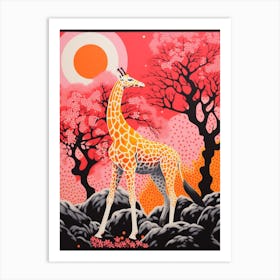 Giraffe With The Acacia Trees 1 Art Print
