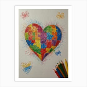 Autism Puzzle Heart 1 Art Print