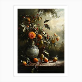 Baroque Floral Still Life Portulaca 4 Art Print