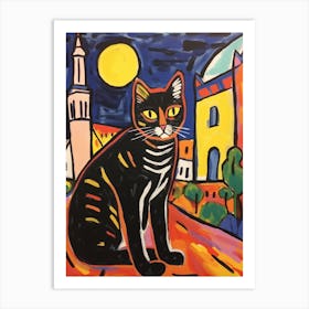 Painting Of A Cat In Pisa Itraly 1 Art Print