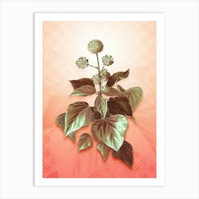 Common Ivy Vintage Botanical in Peach Fuzz Tartan Plaid Pattern n.0320 Art Print