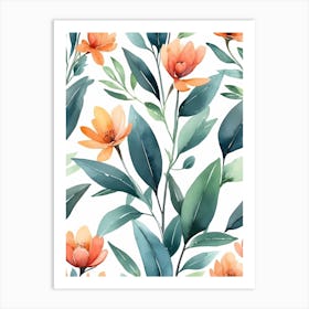 Watercolor Floral Pattern 7 Art Print