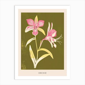 Pink & Green Orchid 1 Flower Poster Art Print
