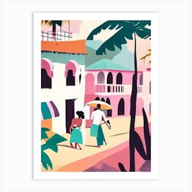 Goa India Palm Muted Pastel Tropical Destination Art Print