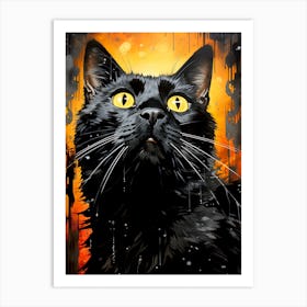 Black Cat With Yellow Eyes animal Art Print