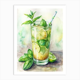 Basil Lemon Cooler Italy (1) Art Print