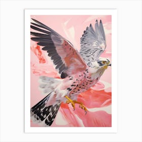 Pink Ethereal Bird Painting Eurasian Sparrowhawk 2 Art Print