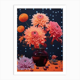 Surreal Florals Chrysanthemum 4 Flower Painting Art Print