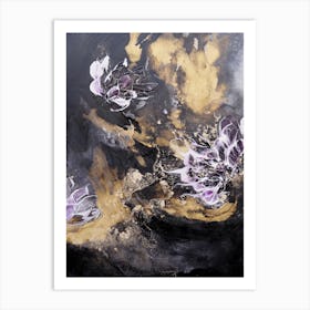 Black And Gold Floral Absract 1 Art Print