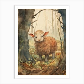 Storybook Animal Watercolour Sheep 1 Art Print