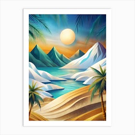 Abstract Landscape With Palm Trees Art Print