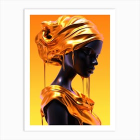 Fluid Golden Woman Art Print