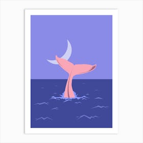 Whale Tail and moon 1 Art Print