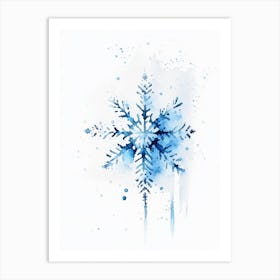 Ice, Snowflakes, Minimalist Watercolour 4 Art Print