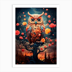 Owl In The Tree 1 Art Print