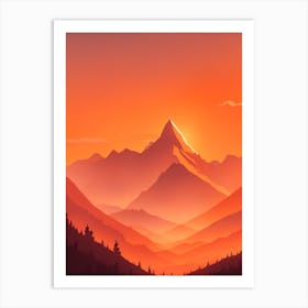 Misty Mountains Vertical Composition In Orange Tone 34 Art Print