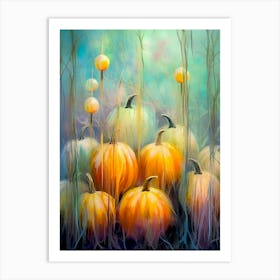 Whimsical Pumpkins In The Grass Art Print