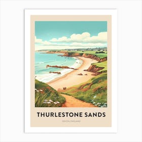 Devon Vintage Travel Poster Thurlestone Sands 2 Art Print