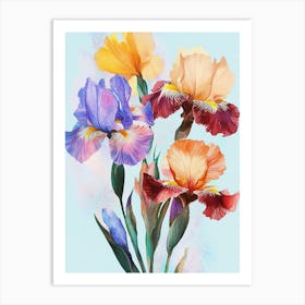 Oil Painting, Watercolor Flowers Iris Art Print